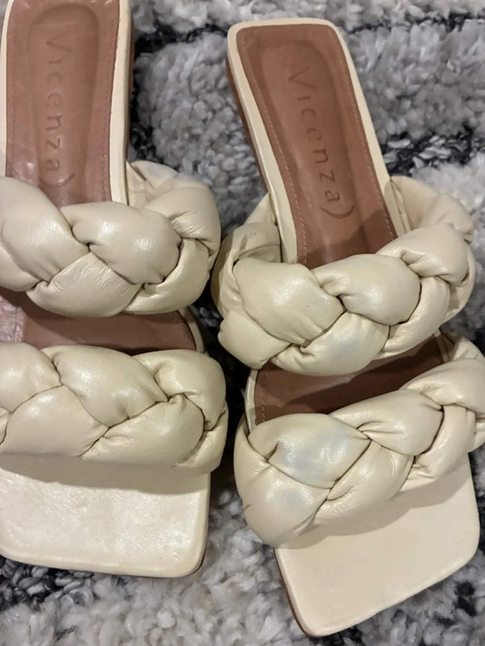 Vince Braided Double-Strap Mules in Cream - Picture 3 of 6